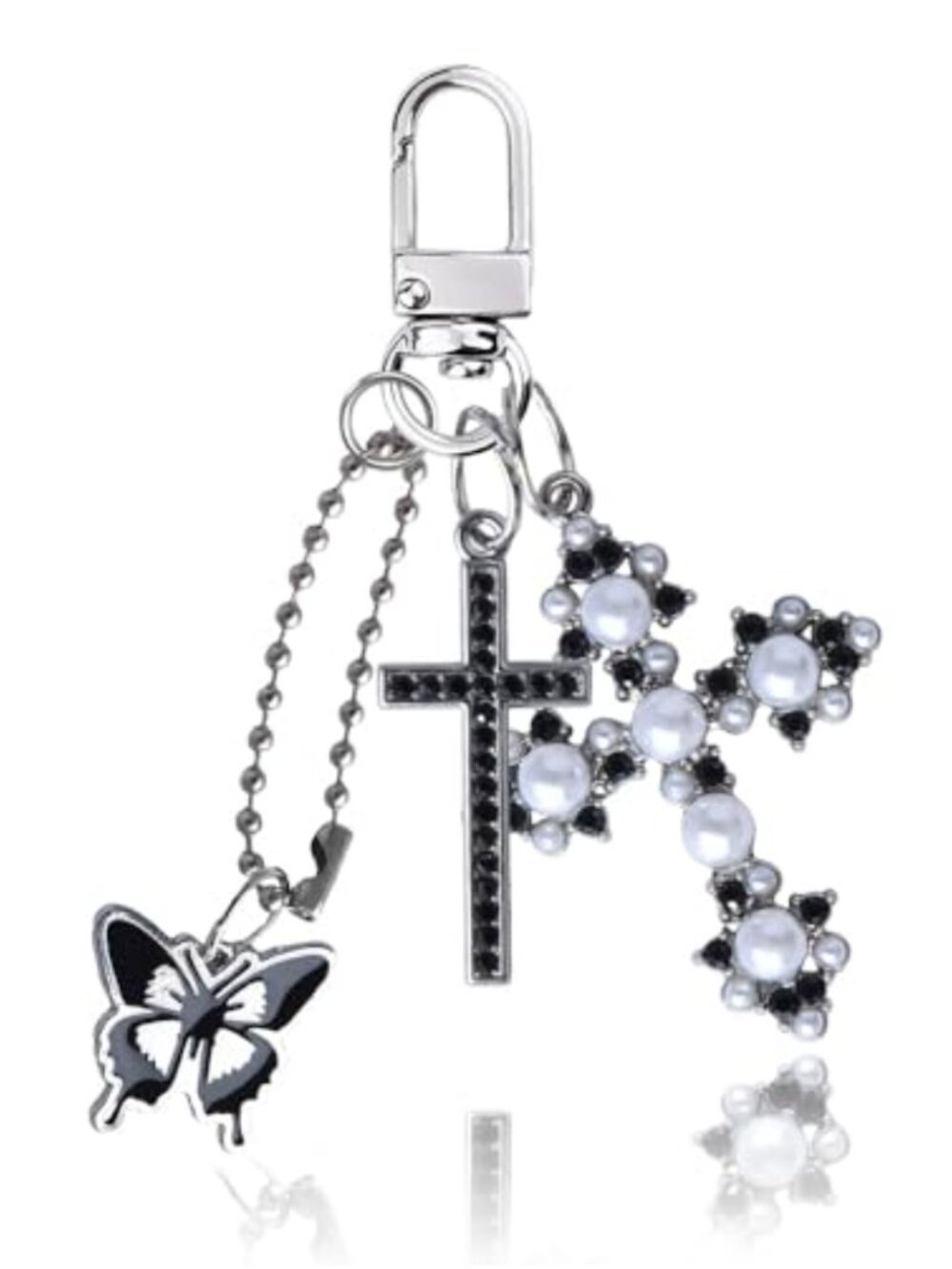 Vintage Cross Butterfly Key Chain Charm Clip Gothic Keychain for Car Keys